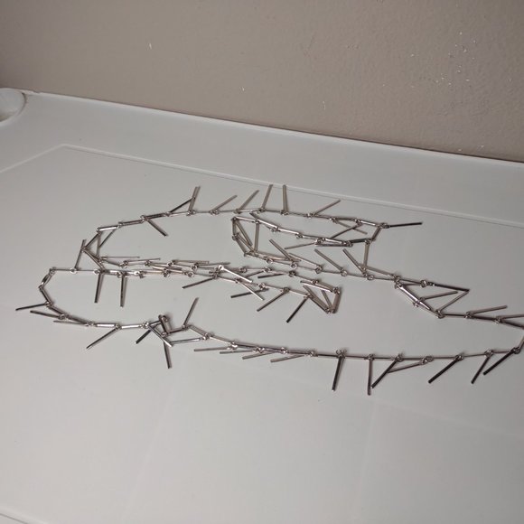 Very Long Silver Tone Dangling Bar Necklace 53.5 Inches - Picture 11 of 11